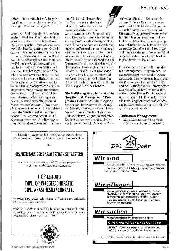 Vorschauseite 2: Hospital-Risk-Management und Quality-Management in den USA Die Aufgaben von Pflegepersonen?