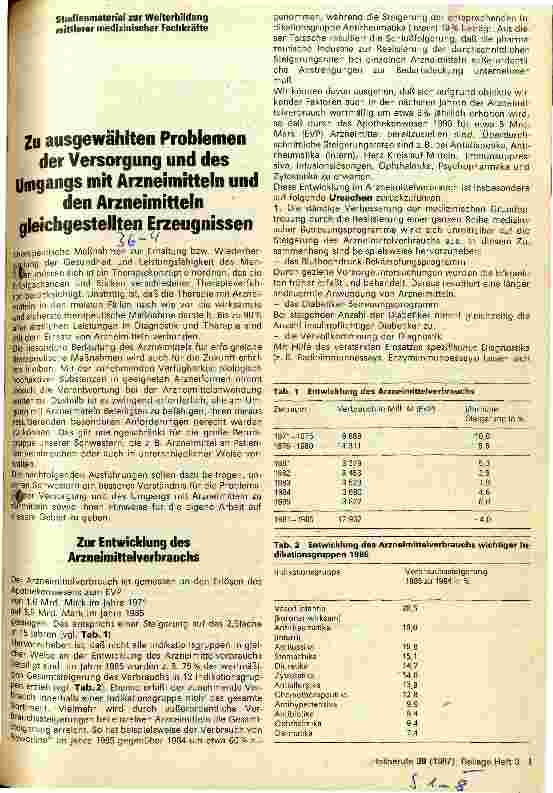 Vorschauseite 1: Zu ausgewählten Problemen der Versorgung und des Umgangs mit Arzneimitteln und den Arzneimitteln gleichgestellten Erzeugnissen
