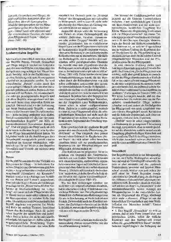 Vorschauseite 4: Das Metaparadigma der Krankenpflege Erste Annäherung und Ergebnisse aus der Seminararbeit 1. Teil
