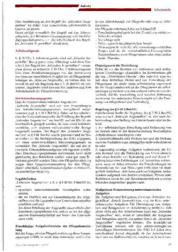 Vorschauseite 2: Der Kündigungsschutz der Pflegedienstleitung als leitender Angestellter