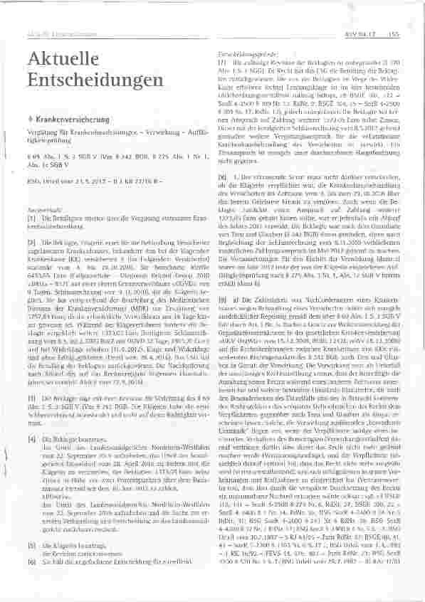 Vorschauseite 1: Vergütung für Krankenhausleistungen - Verwirkung - Auffälligkeitsprüfüng