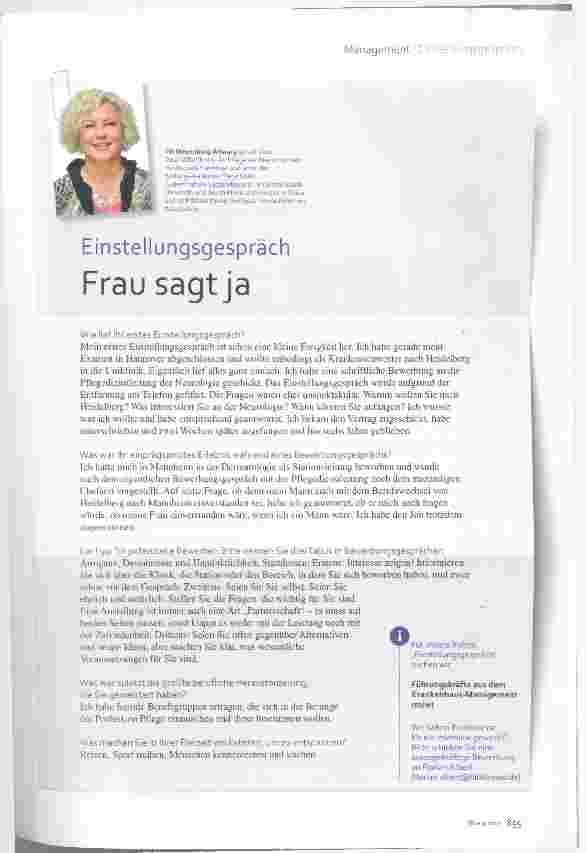 Vorschauseite 1: Einstellungsgespräch Frau sagt ja