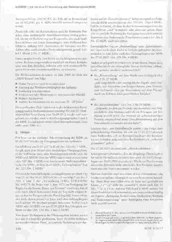 Vorschauseite 2: Die neue EU-Verordnung über Medizinprodukte (MDR) Eine vorläufige Bewertung aus Sicht der Industrie