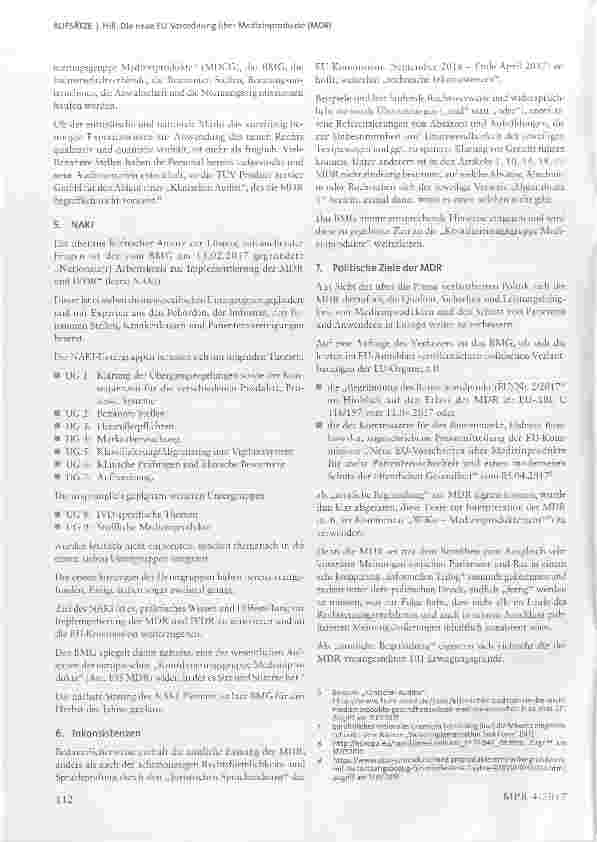 Vorschauseite 4: Die neue EU-Verordnung über Medizinprodukte (MDR) Eine vorläufige Bewertung aus Sicht der Industrie