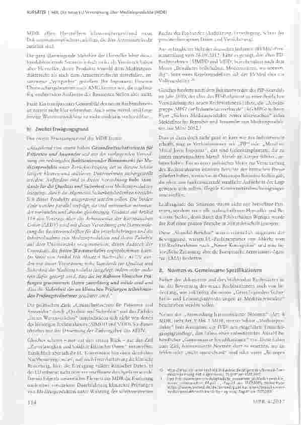 Vorschauseite 6: Die neue EU-Verordnung über Medizinprodukte (MDR) Eine vorläufige Bewertung aus Sicht der Industrie