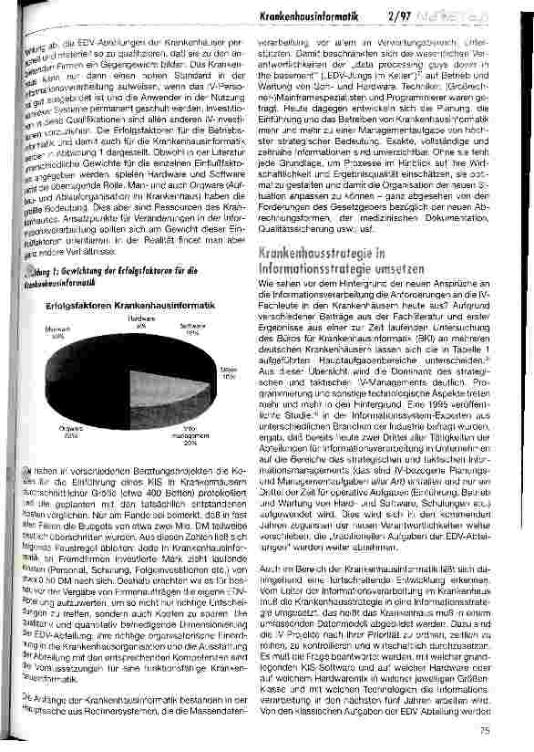 Vorschauseite 2: Erfolgsfaktor Krankehausinformatik Aufgaben und Bedeutung der EDV-Abteilung im Krankenhaus