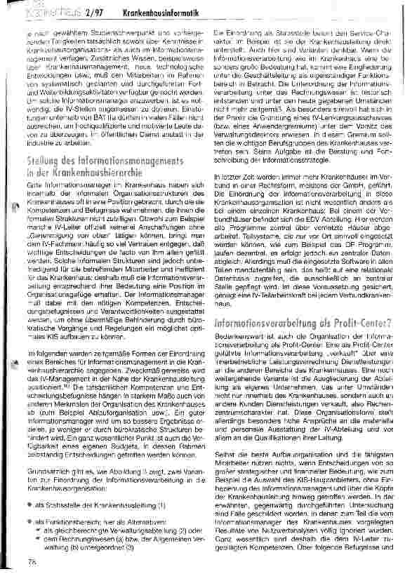 Vorschauseite 5: Erfolgsfaktor Krankehausinformatik Aufgaben und Bedeutung der EDV-Abteilung im Krankenhaus