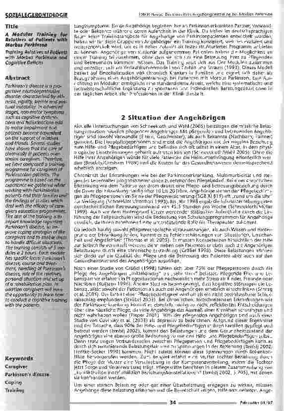 Vorschauseite 2: Ein modulares Angehörigentraining bei Morbus Parkinson