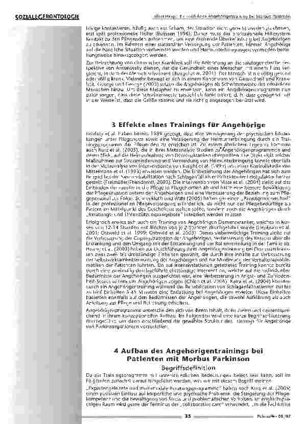 Vorschauseite 3: Ein modulares Angehörigentraining bei Morbus Parkinson