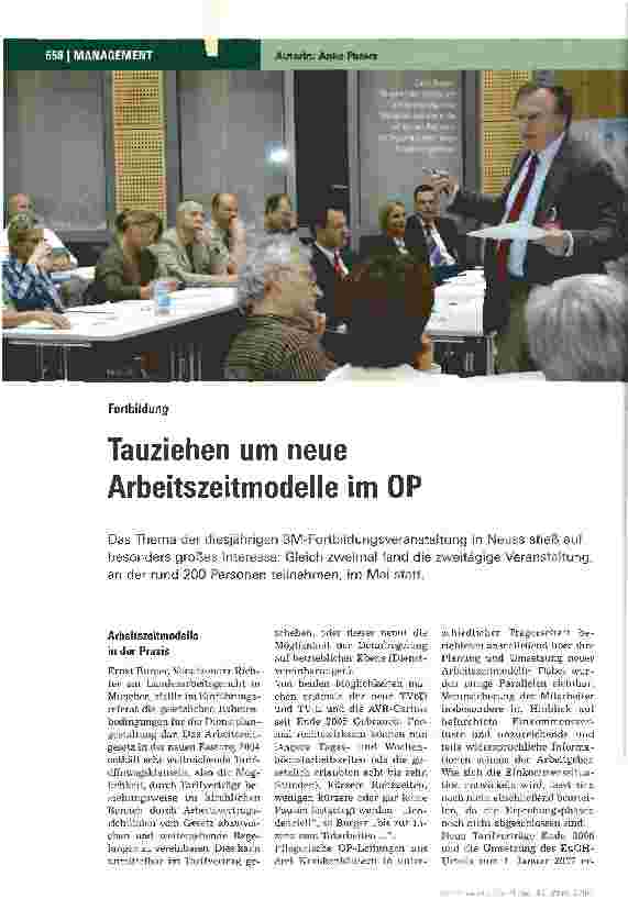 Vorschauseite 1: Tauziehen um neue Arbeitszeitmodelle im OP