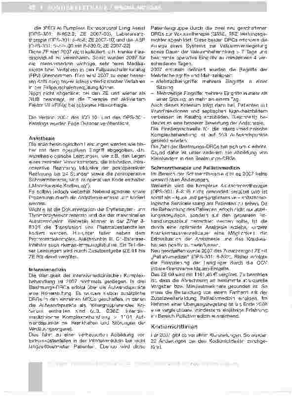 Vorschauseite 2: G-DRG-Version 2007 - Auswirkungen auf unser Fachgebiet