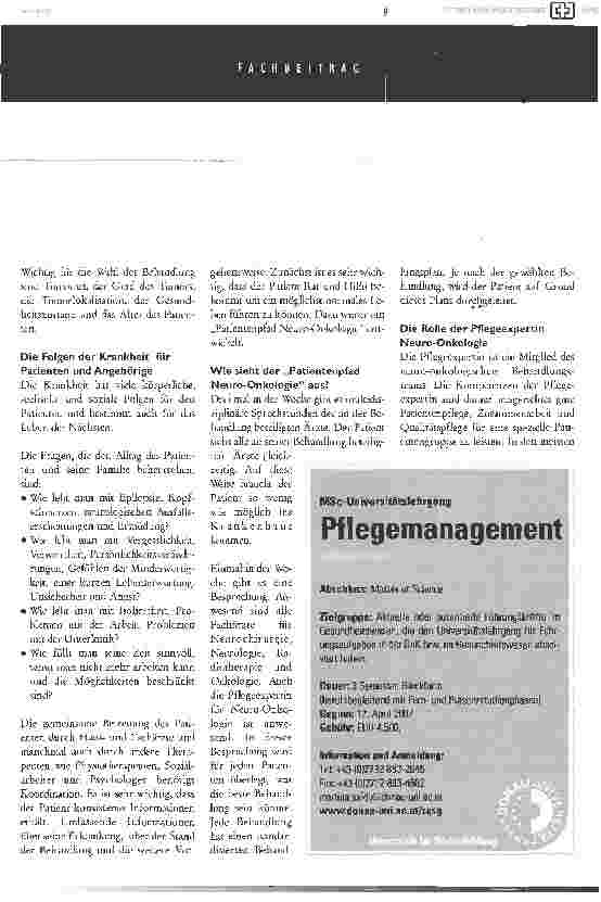 Vorschauseite 2: Die Rolle der Pflegeexpertin Neuro-onkologie in einem multidisziplinären behandlungsteam