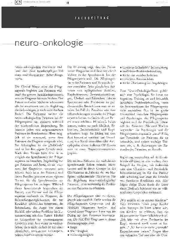 Vorschauseite 3: Die Rolle der Pflegeexpertin Neuro-onkologie in einem multidisziplinären behandlungsteam