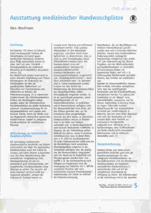 Vorschauseite 1: Ausstattung medizinischer Handwaschplätze (|)