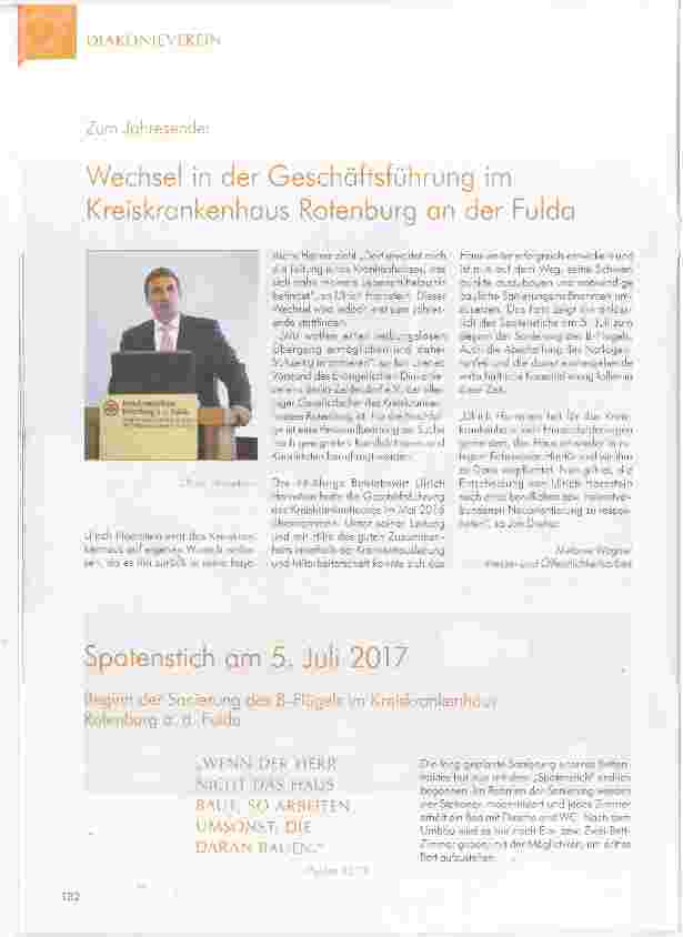Vorschauseite 1: Wechsel in der Geschäftsführung im Kreiskrankenhaus Rotenburg an der Fulda