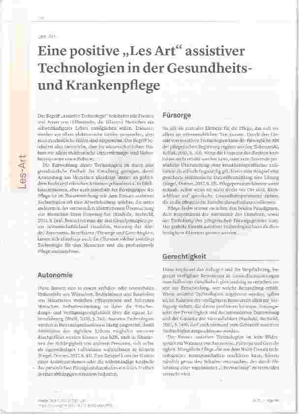 Vorschauseite 1: Eine positive „Les Art“ assistiver Technologien in der Gesundheits und Krankenpflege