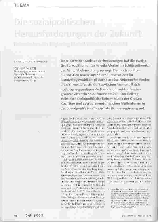 Vorschauseite 1: Die sozialpolitischen Herausforderungen der Zukunft