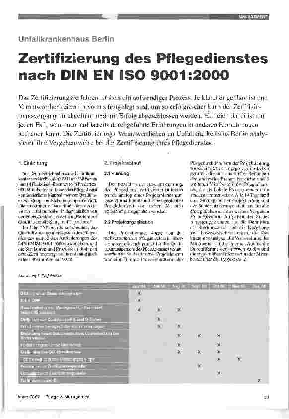 Vorschauseite 1: Zertifizierung des Pflegedienstes nach DIN EN ISO 9001:2000