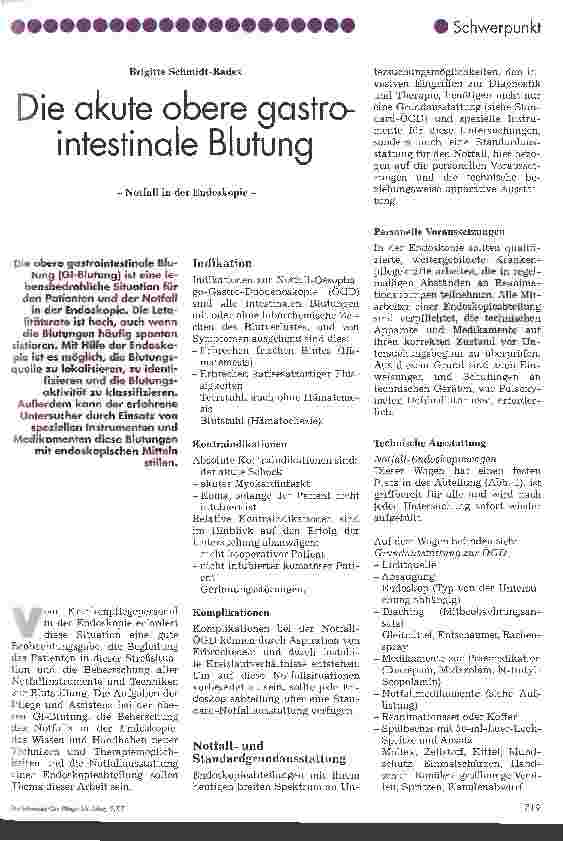 Vorschauseite 1: Die akute obere gastrointestinale Blutung