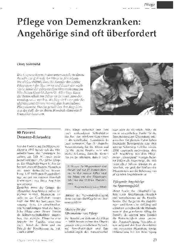 Vorschauseite 1: Pflege von Demenzkranken: Angehörige sind oft überfordert