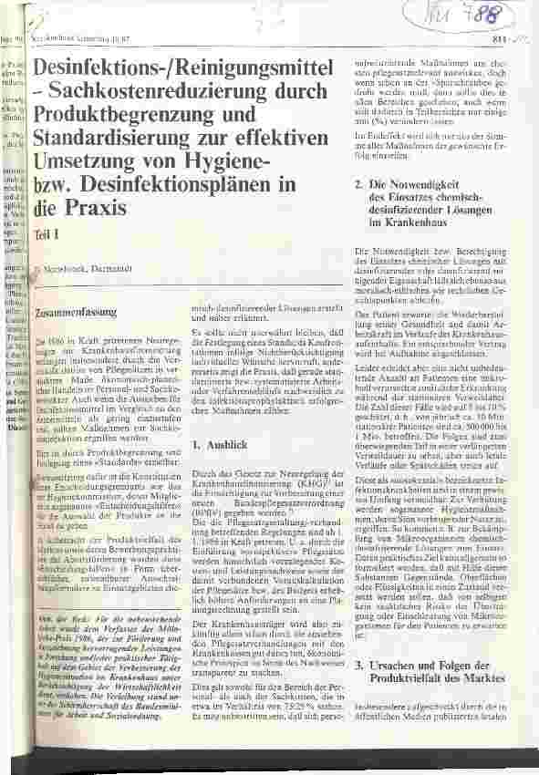 Vorschauseite 1: Desinfektions-/Reinigungsmittel-Sachkostenreduzierung durch Produktbegrenzung und Standardisierung zur effekt. Umsetzung von Hygieneplänen
