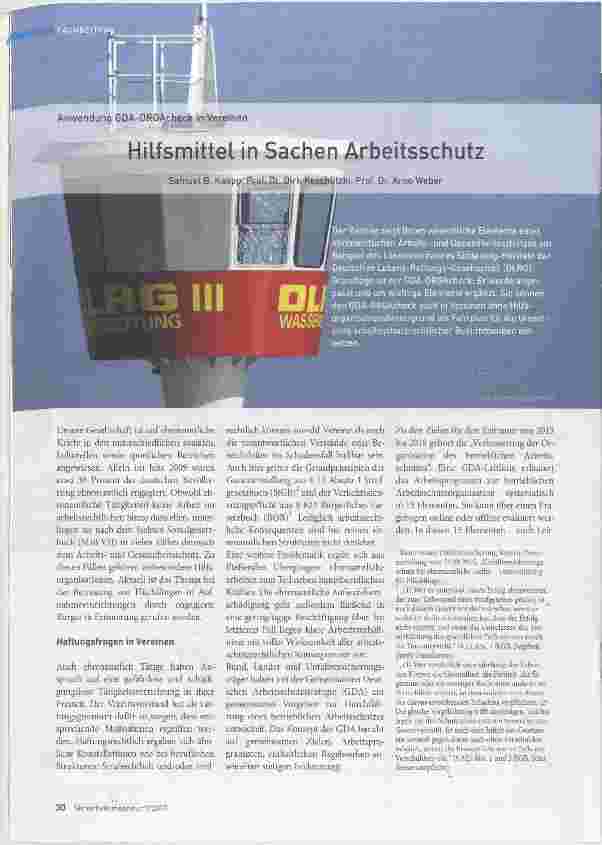 Vorschauseite 1: Hilfsmittel in Sachen Arbeitsschutz