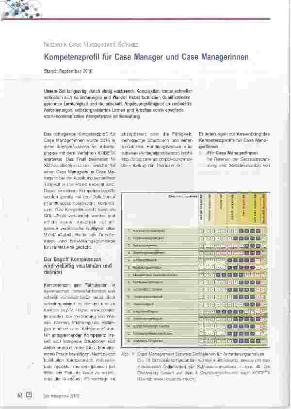 Vorschauseite 1: Kompetenzprofil für Case Manager und Case Managerinnen