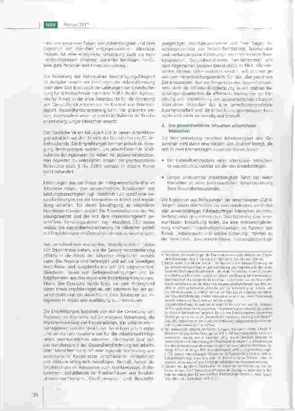 Vorschauseite 2: Empfehlungen des Deutschen Vereins zur gesundheitsbezogenen Ausrichtung der Integration in Arbeit