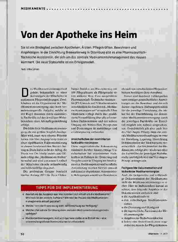 Vorschauseite 1: Von der Apotheke ins Heim
