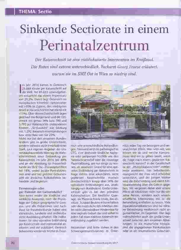 Vorschauseite 1: Sinkende Sectiorate in einem Perinatalzentmm