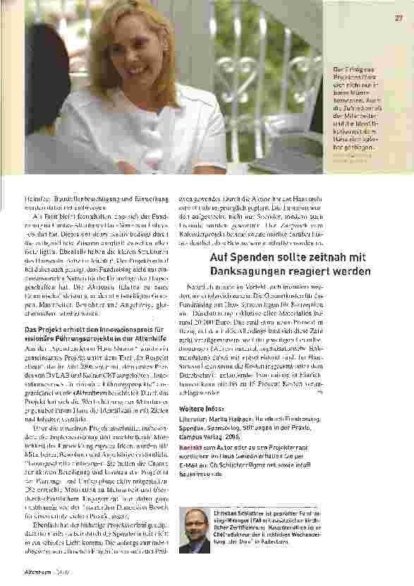 Vorschauseite 4: Spender gesucht -Förderer gefunden