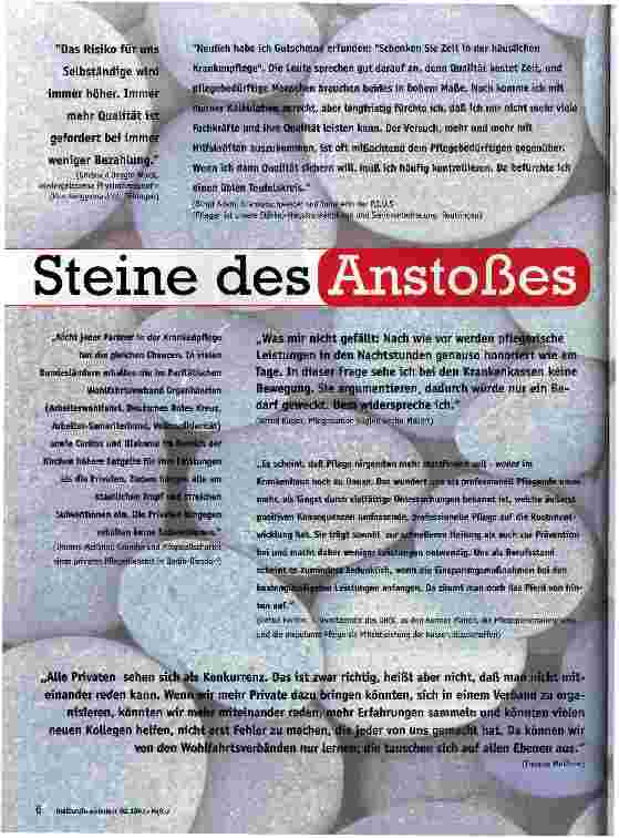Vorschauseite 1: Steine des Anstoßes Zeit, Geld, Qualität?