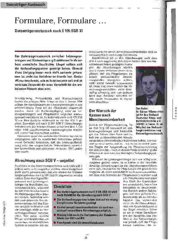 Vorschauseite 1: Formulare, Formulare ... Datenträgeraustausch nach § 105 SGB XI