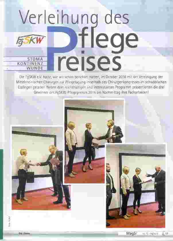 Vorschauseite 1: Verleihung des Pflegepreises