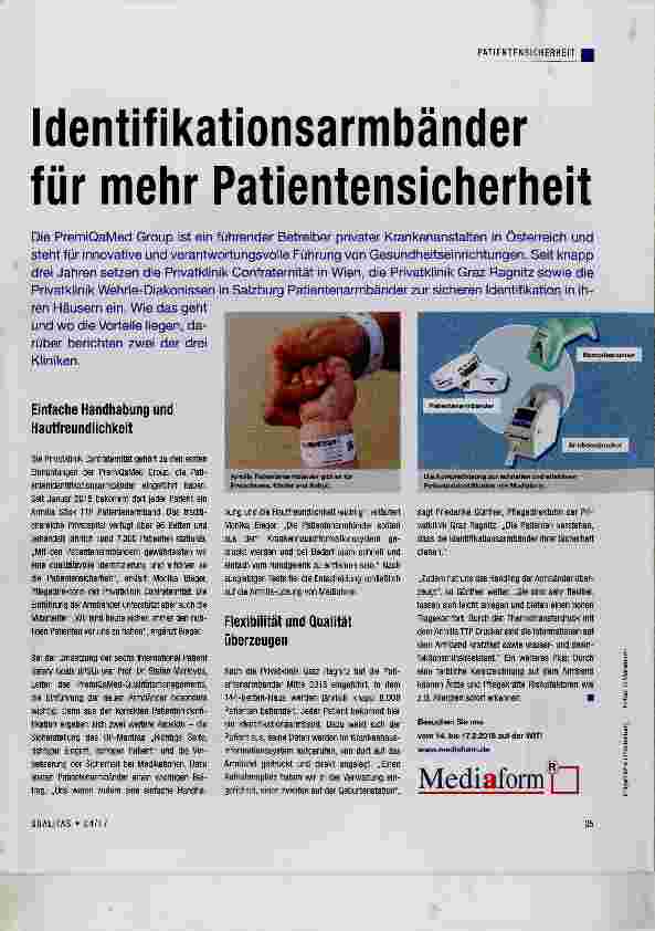 Vorschauseite 1: Identifikationsarmbänder für mehr Patientensicherheit