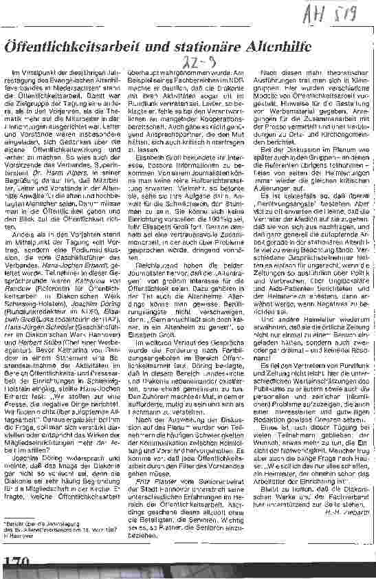 Vorschauseite 1: Öffentlichkeitsarbeit und stationäre Altenhilfe