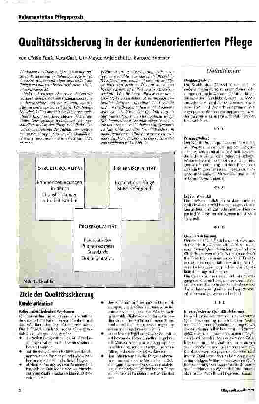 Vorschauseite 1: Qualitätssicherung in der kundenorientierten Pflege