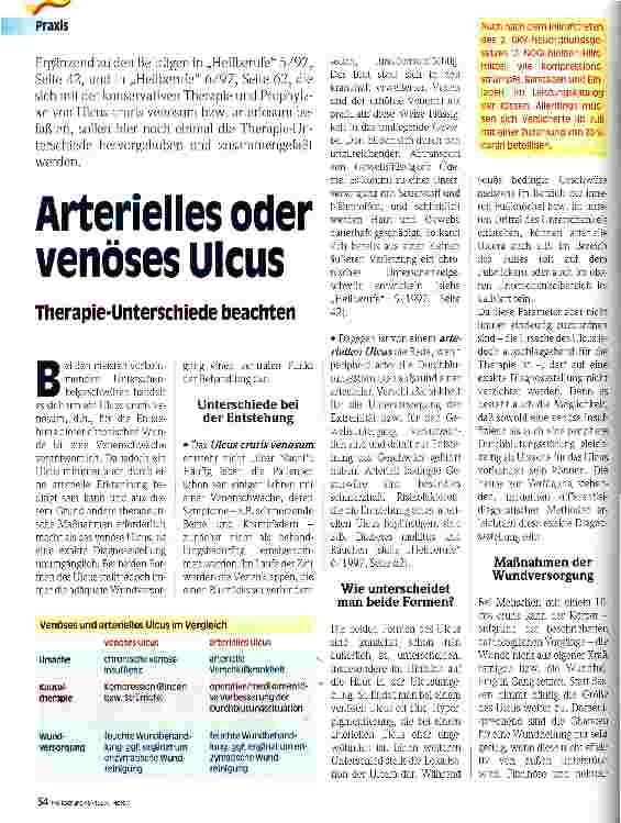 Vorschauseite 1: Arterielles oder venöses Ulcus Therapie-Unterschiede beachten