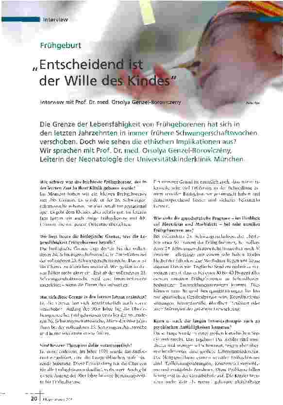 Vorschauseite 1: Frühgeburt - Entscheidend ist, der Wille des Kindes