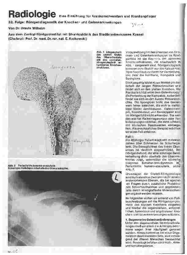 Vorschauseite 1: Radiologie Eine Einführung für Krankenschwestern und Pfleger 32. Folge: Röntgendiagnostik der Knochenu. Gelenkerkrankungen