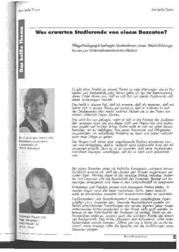 Vorschauseite 1: Was erwarten Studierende von einem Dozenten?