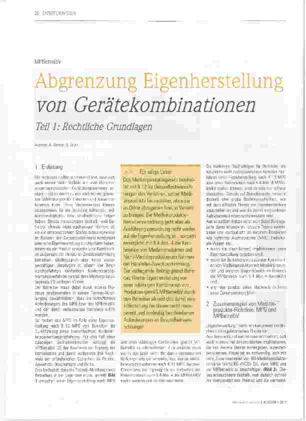 Vorschauseite 1: Abgrenzung Eigenherstellung von Gerätekombinationen Teil 1: Rechtliche Grundlagen