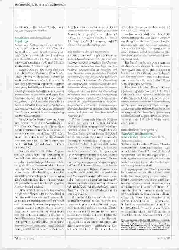 Vorschauseite 2: Zum Einsichtsrecht der Bewohnervertretung in die Pflegedokumentation gemäß HeimAufG