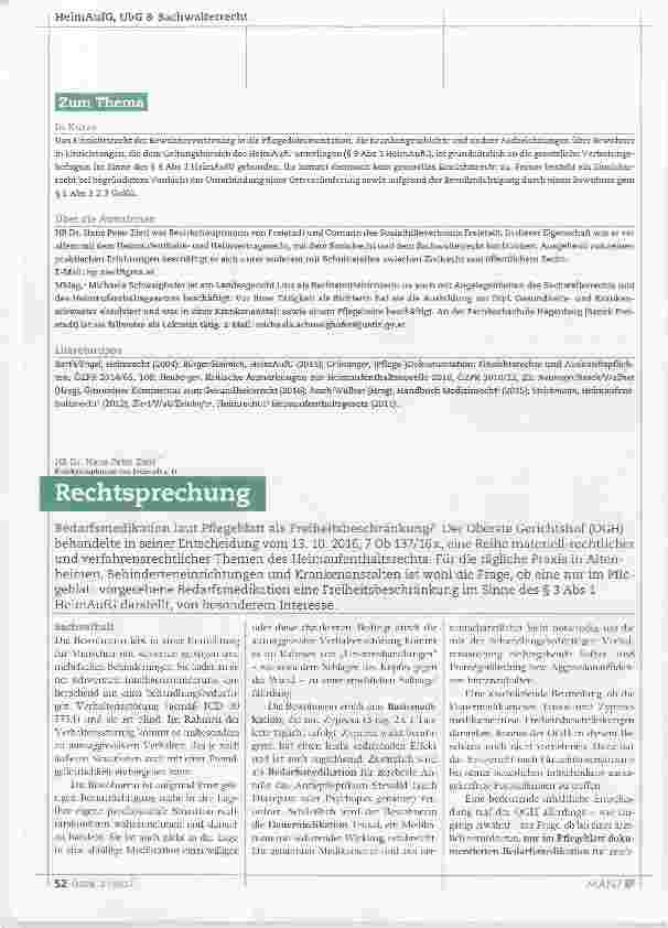 Vorschauseite 4: Zum Einsichtsrecht der Bewohnervertretung in die Pflegedokumentation gemäß HeimAufG