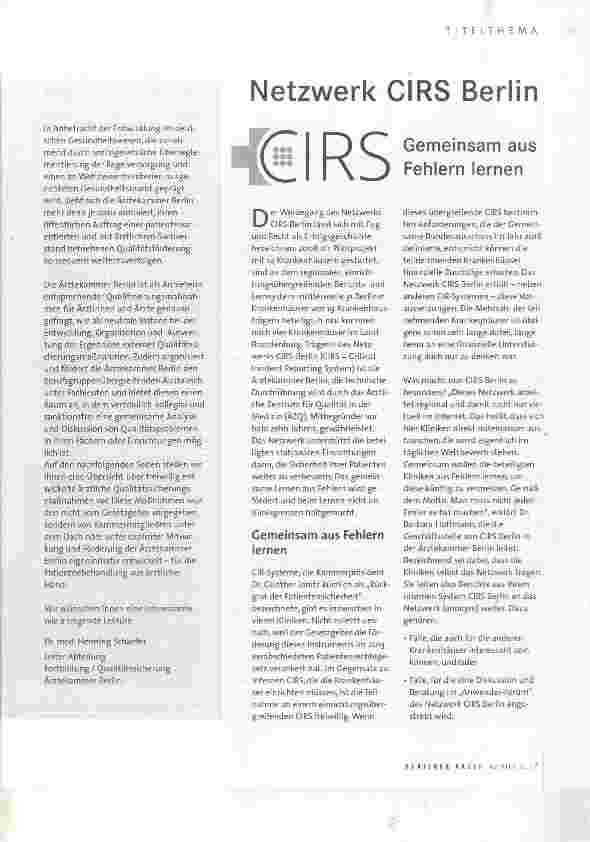 Vorschauseite 1: Netzwerk CIRS Berlin