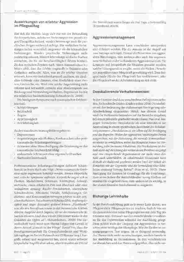 Vorschauseite 3: „Ich wollte doch nur helfen“ Aggressionsmanagement in der Altenpflegeausbildung