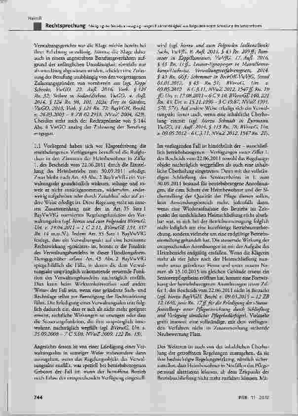 Vorschauseite 3: Erledigung der Betriebsuntersagung mangels Funktionsfähigkeit von Rufglocken wegen Schließung des Seniorenheims
