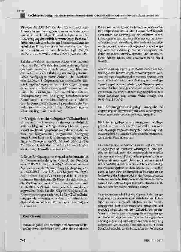 Vorschauseite 5: Erledigung der Betriebsuntersagung mangels Funktionsfähigkeit von Rufglocken wegen Schließung des Seniorenheims