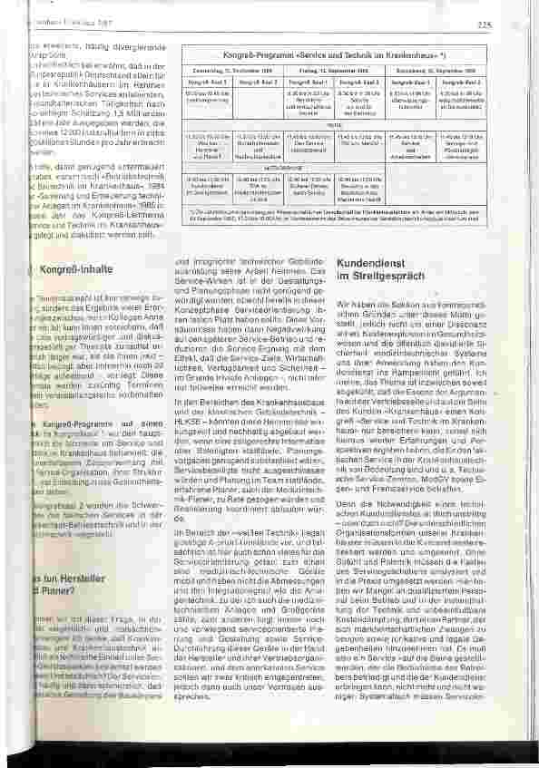 Vorschauseite 2: Gedanken zum Service-Geschehen in der Krankenhaustechnik