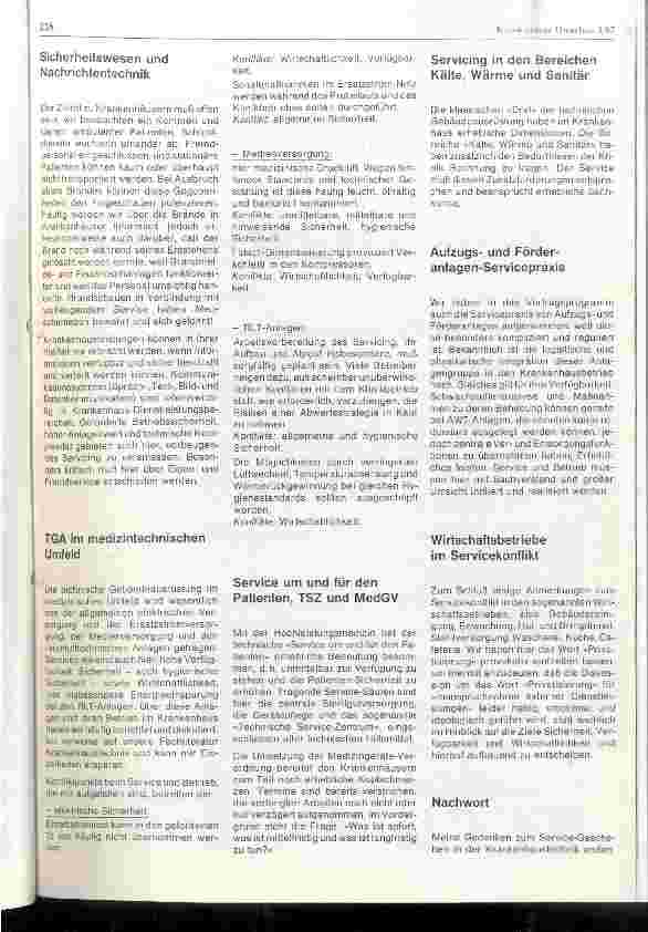 Vorschauseite 5: Gedanken zum Service-Geschehen in der Krankenhaustechnik